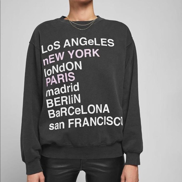 Anine Bing Sweaters - Anine Bing city love sweatshirt charcoal